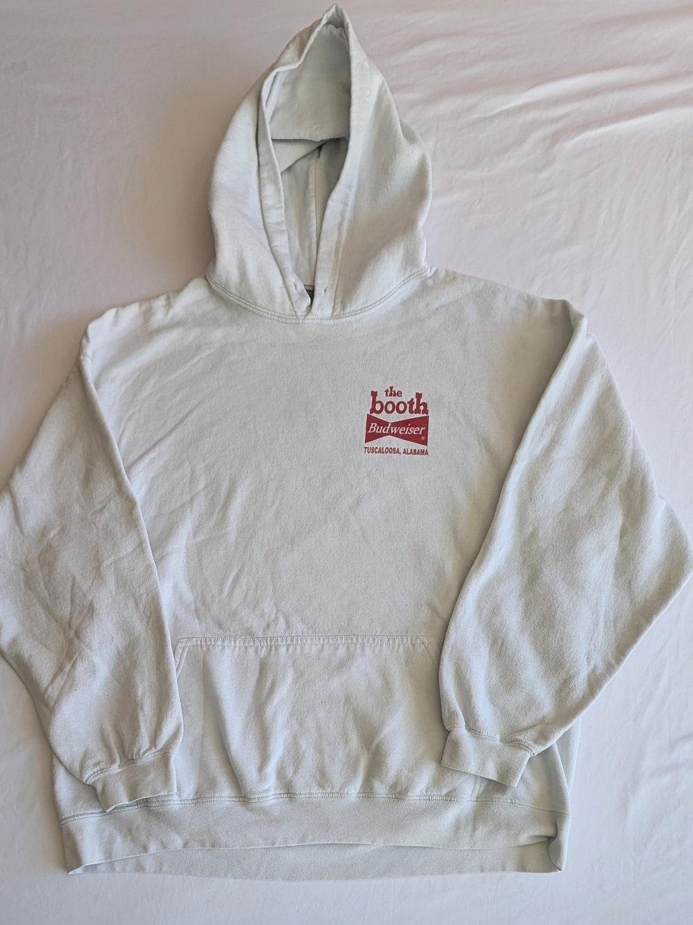 The Booth Budweiser Tuscaloosa Graphic Hoodie in White with Red Logo